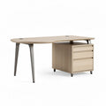 L-shaped office desk in light oak with three storage drawers 160 x 80 x 75cm