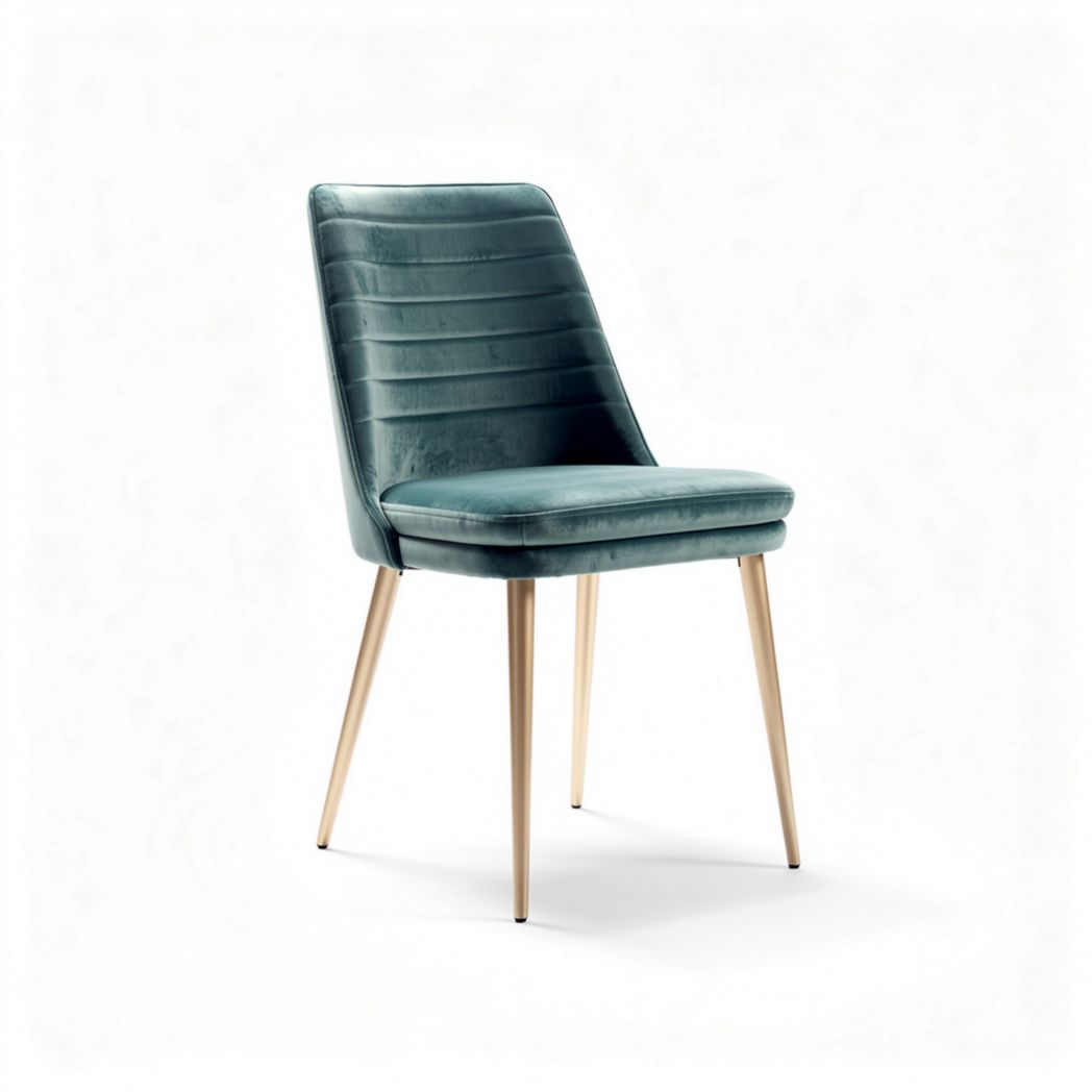 Velvet upholstered dining chair with metal legs in teal 50 x 45 x 90cm
