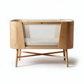 Wooden baby bassinet with mesh sides and removable fabric liner 80 x 50 x 70cm