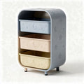 Storage organizer with three plastic bins in pastel colors 45 x 30 x 70cm